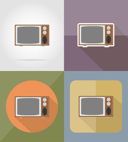 vieilles icônes plat tv rétro vector illustration