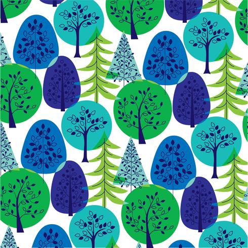 motif d&#39;arbres superposés bleu-vert vecteur