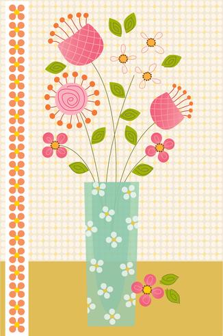 fleurs en placement graphique vectoriel de vase bleu