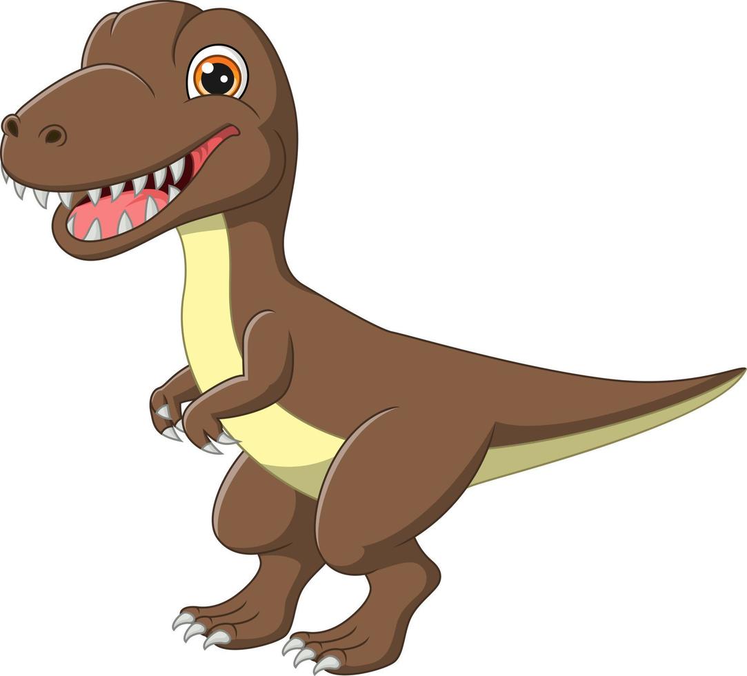 dessin animé dinosaure brun tyrannosaurus rex vecteur