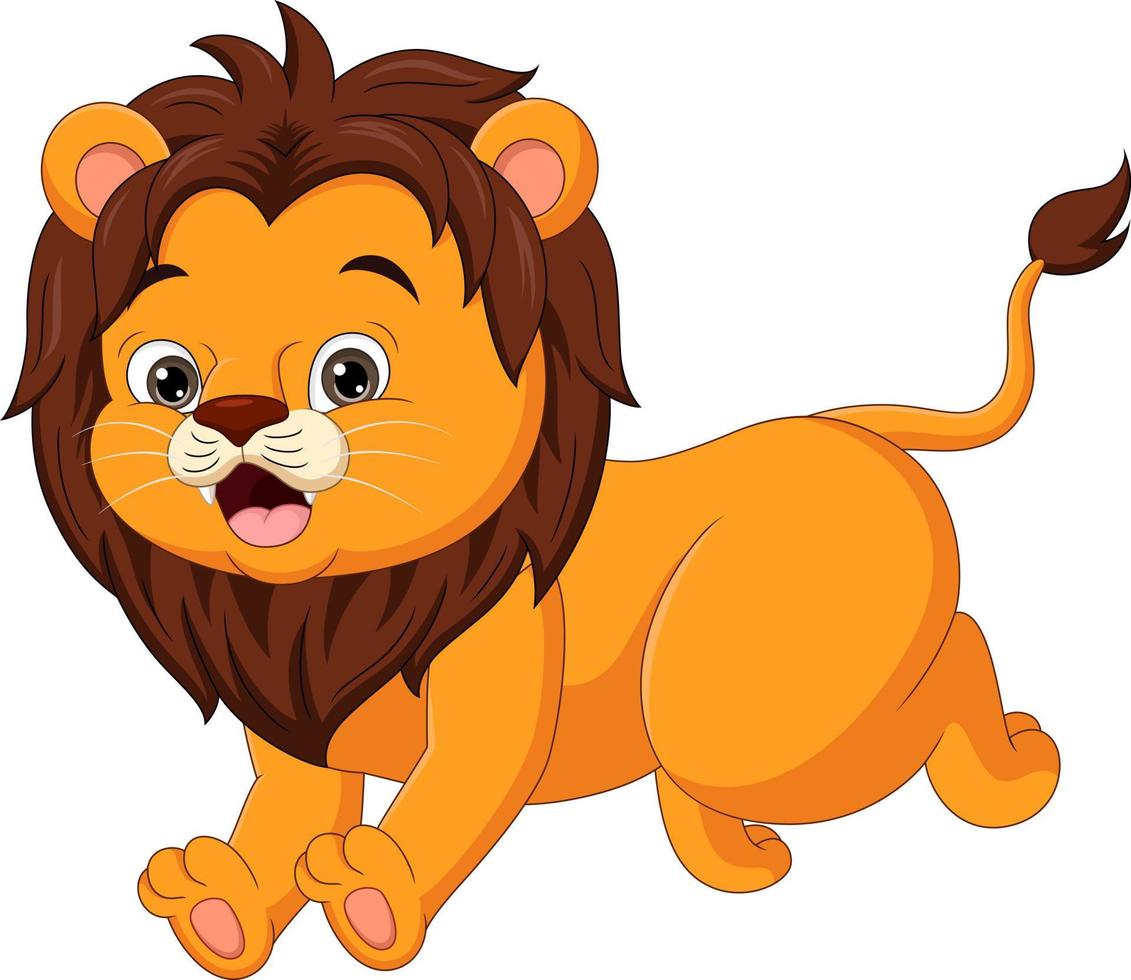 mignon bébé lion dessin animé sautant vecteur