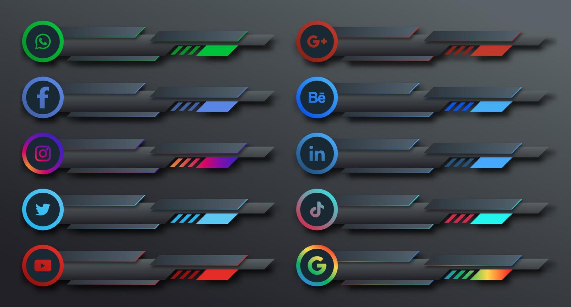 conception de modèle de bannières de tiers inférieur de médias sociaux. éléments de conception pour les affaires numériques et la mise en réseau. illustration vectorielle vecteur