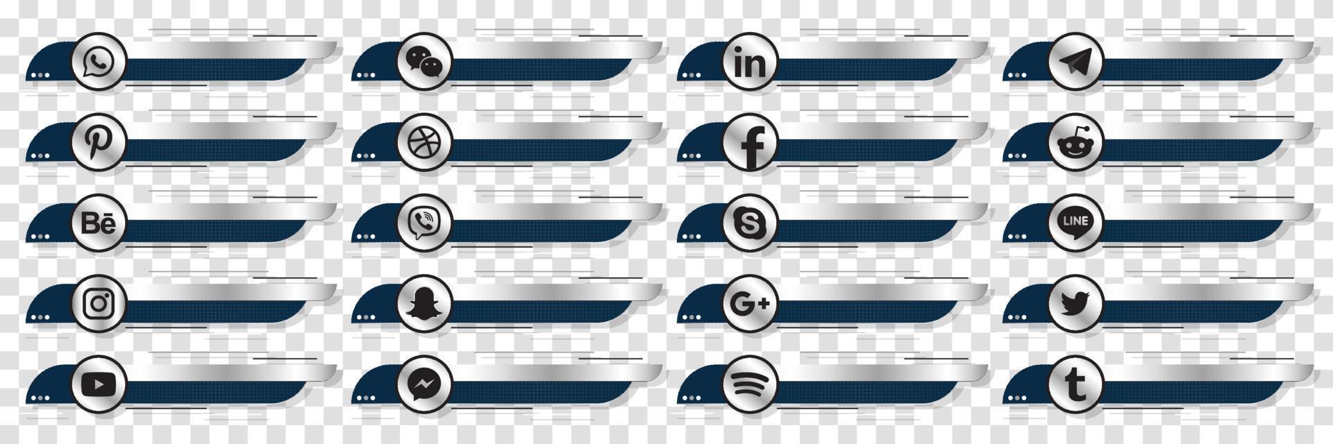 conception de modèle de bannières de tiers inférieur de médias sociaux. éléments de conception pour les affaires numériques et la mise en réseau. illustration vectorielle vecteur