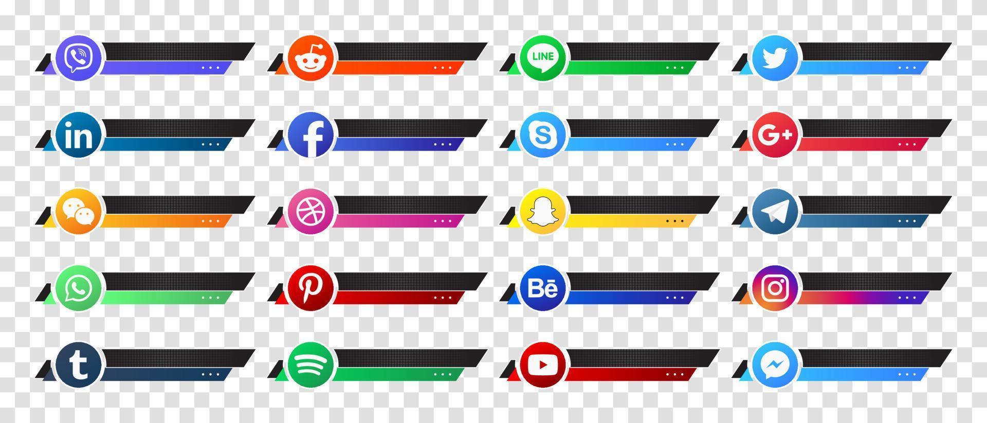 conception de modèle de bannières de tiers inférieur de médias sociaux. éléments de conception pour les affaires numériques et la mise en réseau. illustration vectorielle vecteur