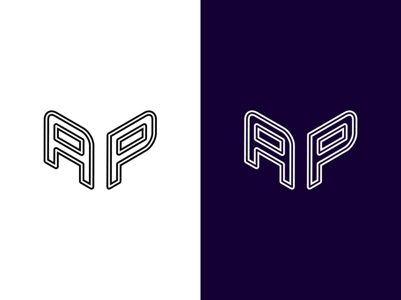 lettre initiale ap création de logo 3d minimaliste et moderne vecteur