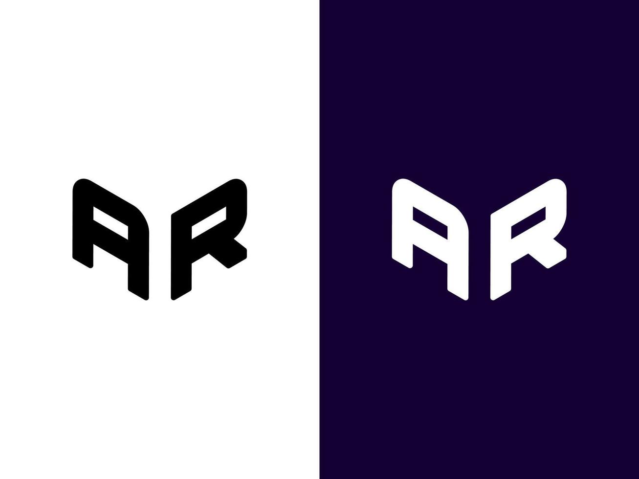 lettre initiale ar création de logo 3d minimaliste et moderne vecteur