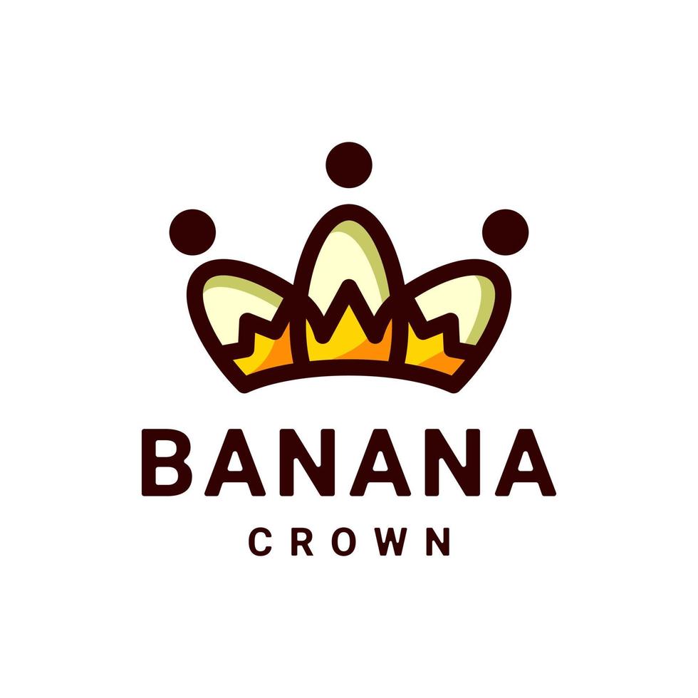 combinaison banane et couronne en arrière-plan blanc, logo design vectoriel modifiable