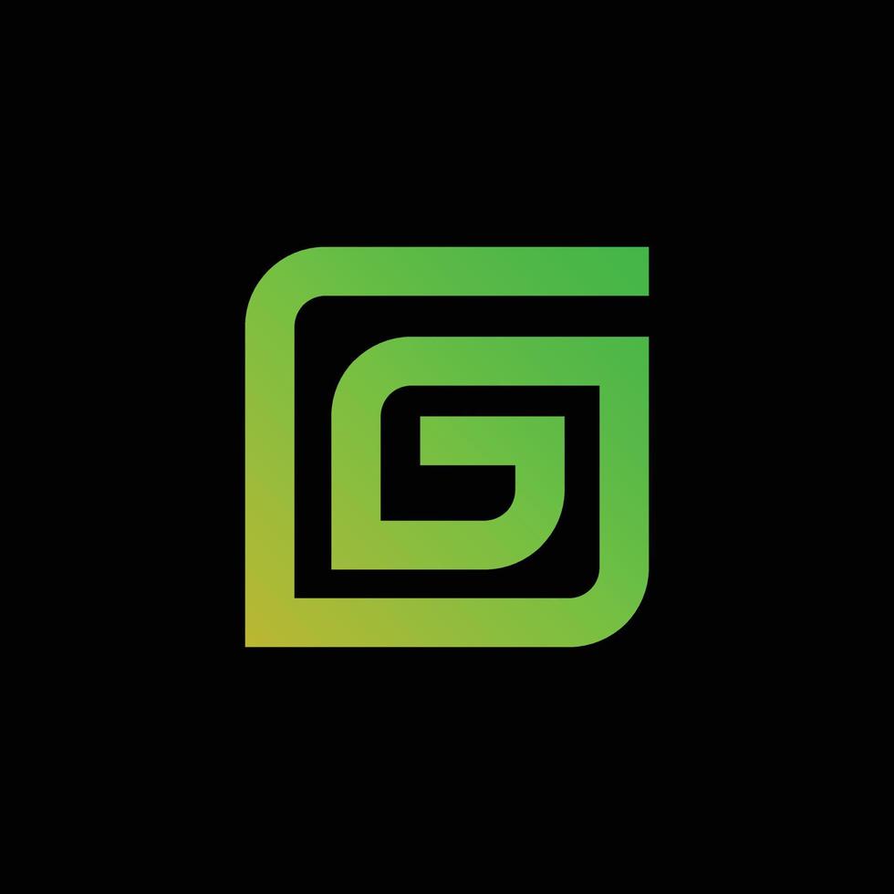 lettre initiale g, g en arrière-plan noir, création de logo vectoriel minimaliste plat