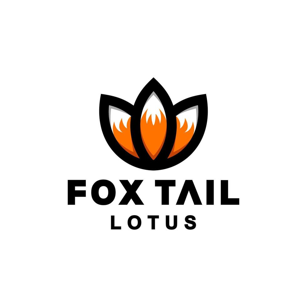 combinaison de fleurs de lotus et de queue de renard sur fond blanc, création de logo vectoriel modèle