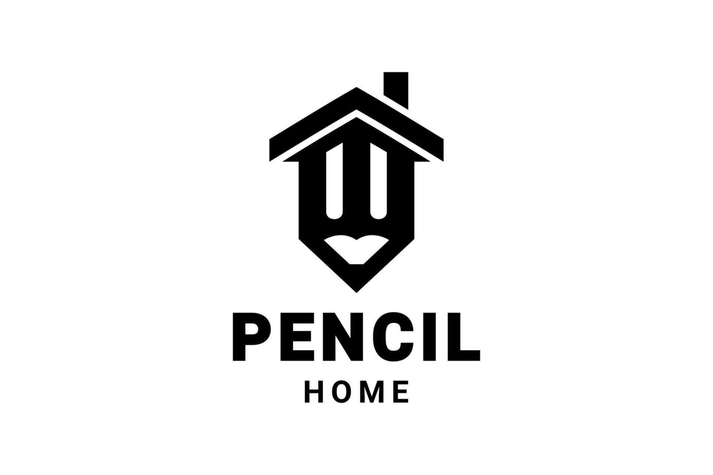 création de logo à double sens qui forme un crayon à la maison vecteur