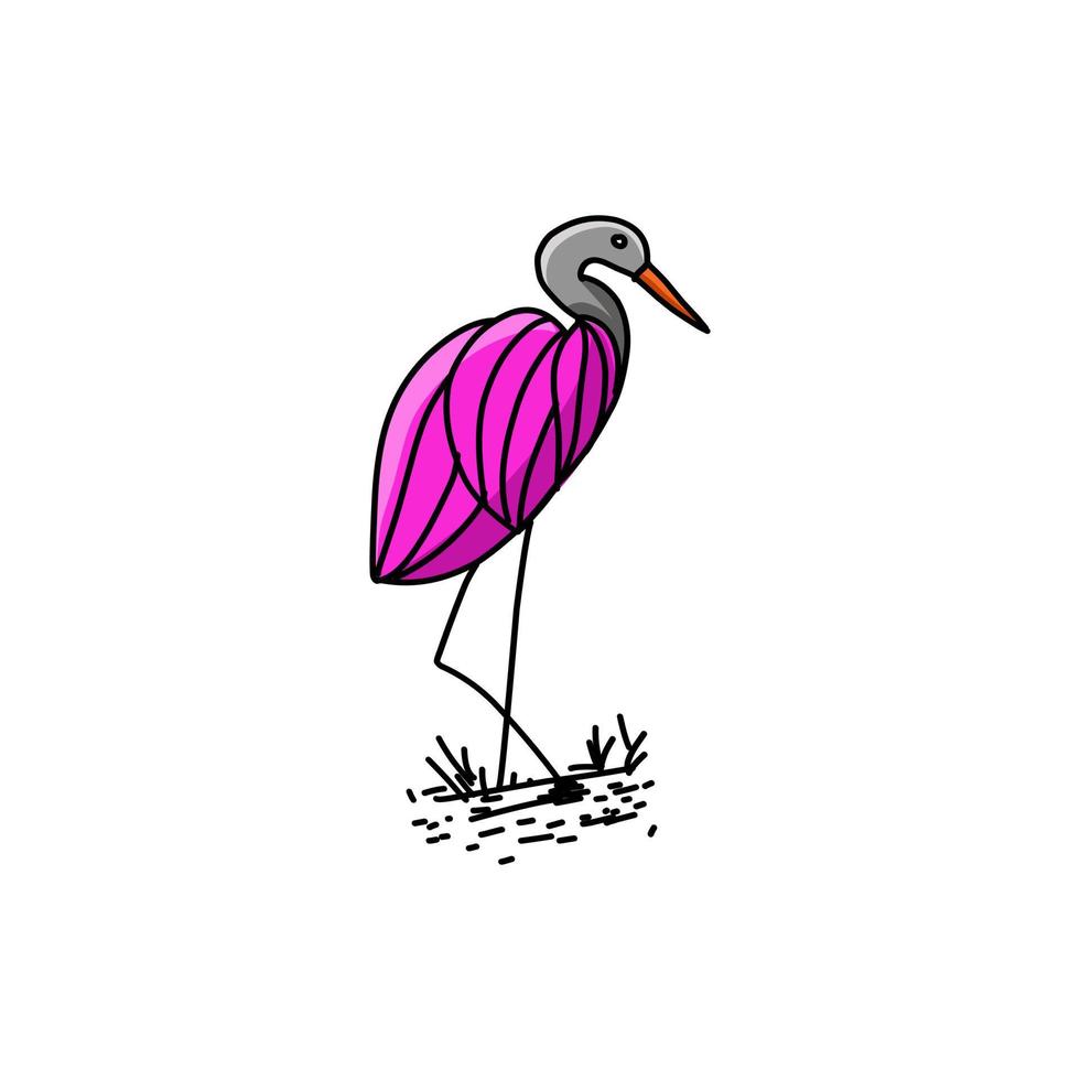 grues oiseaux avec style vintage sur fond blanc, création de logo vectoriel modifiable
