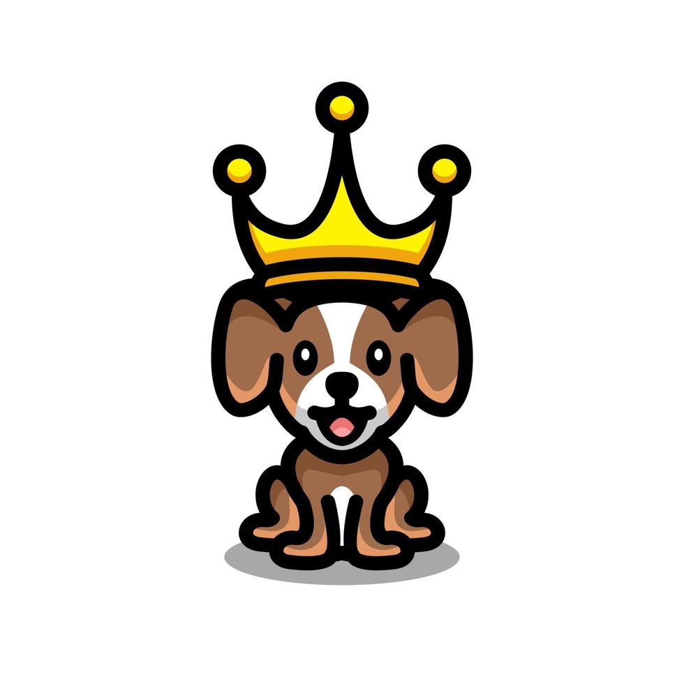 conception de logo vectoriel mascotte simple chien enfants avec couronne de rois