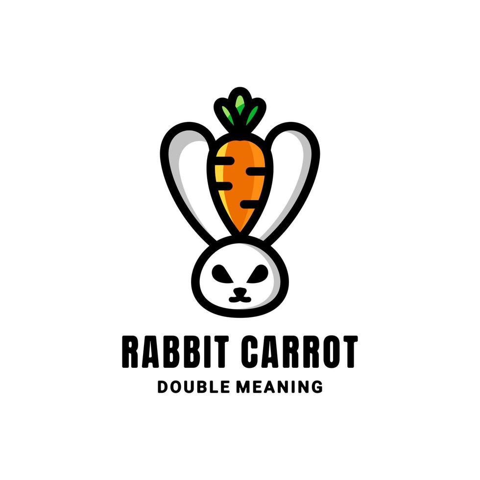 logo à double sens qui forme lapin et carotte vecteur