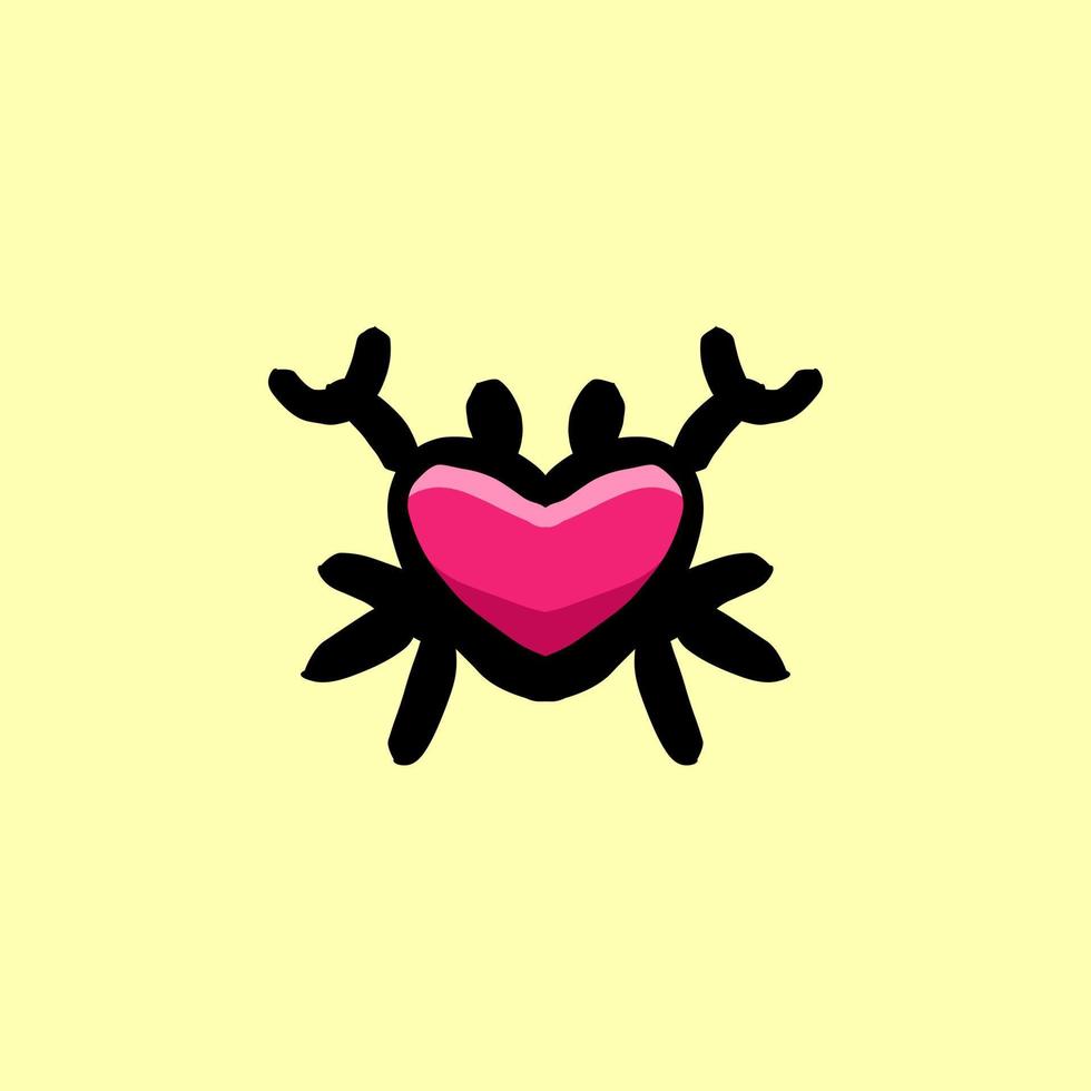 combinaison d'icône d'amour et de crabe, création de logo vectoriel modifiable