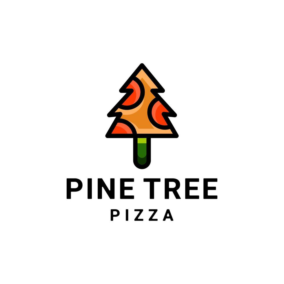 combinaison de pin et pizza sur fond blanc, création de logo vectoriel modifiable