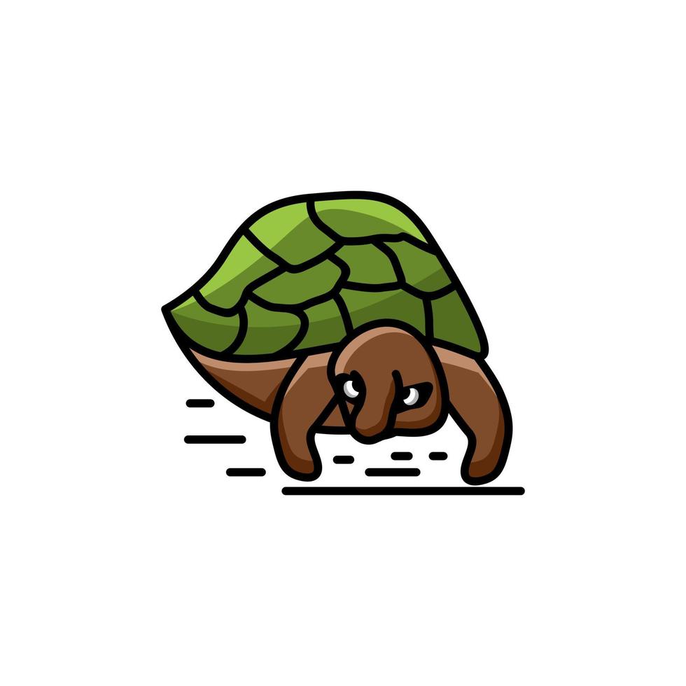 Conception de logo de mascotte simple tortue en vert orange vecteur
