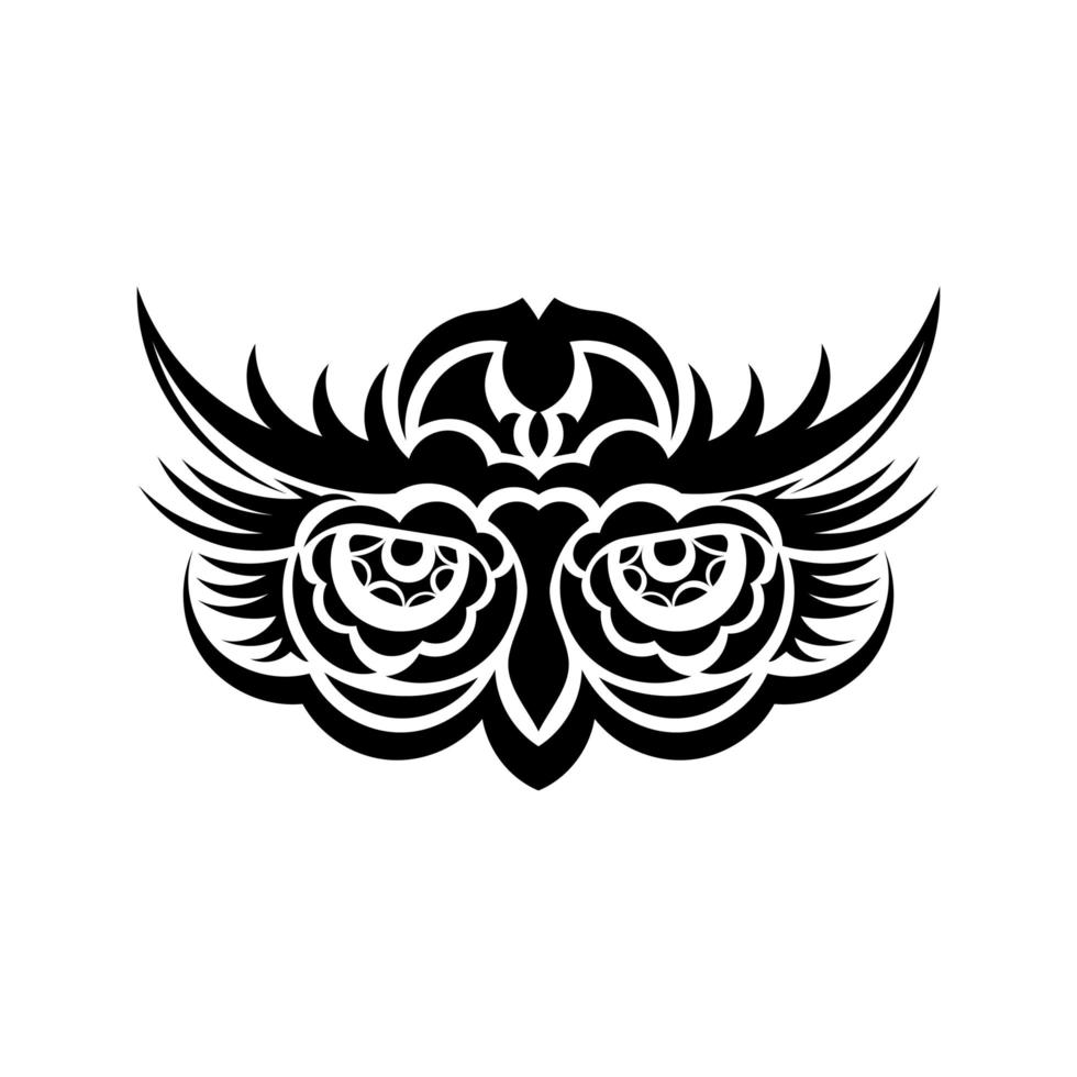 tatouage de visage de hibou. isolé sur fond blanc. illustration vectorielle. vecteur