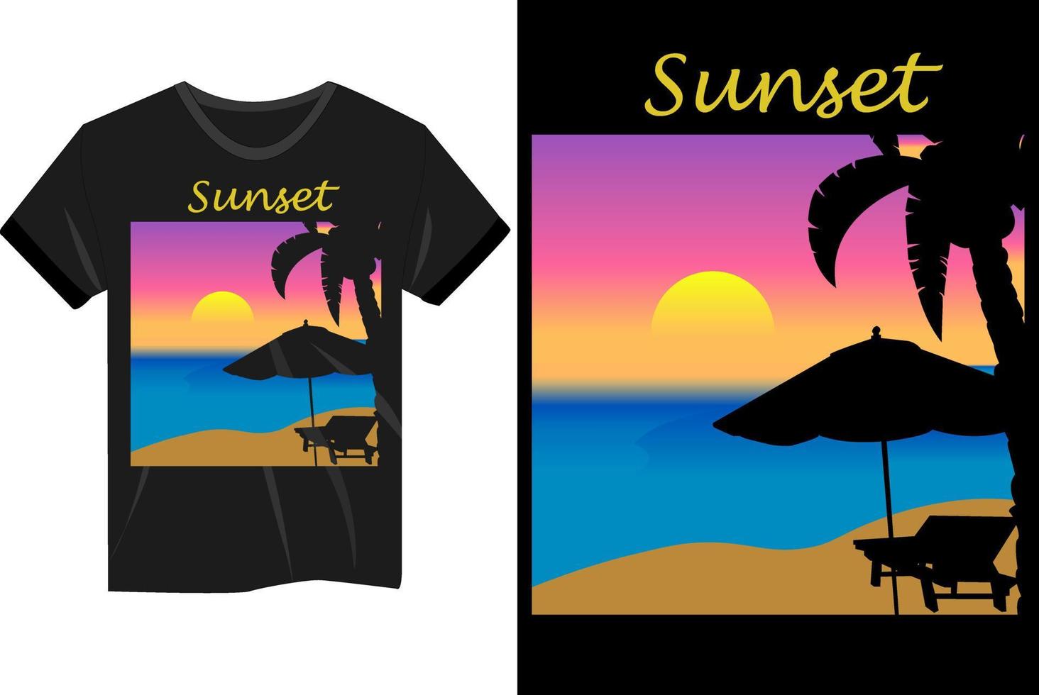 coucher de soleil sur le t-shirt de vecteur de plage