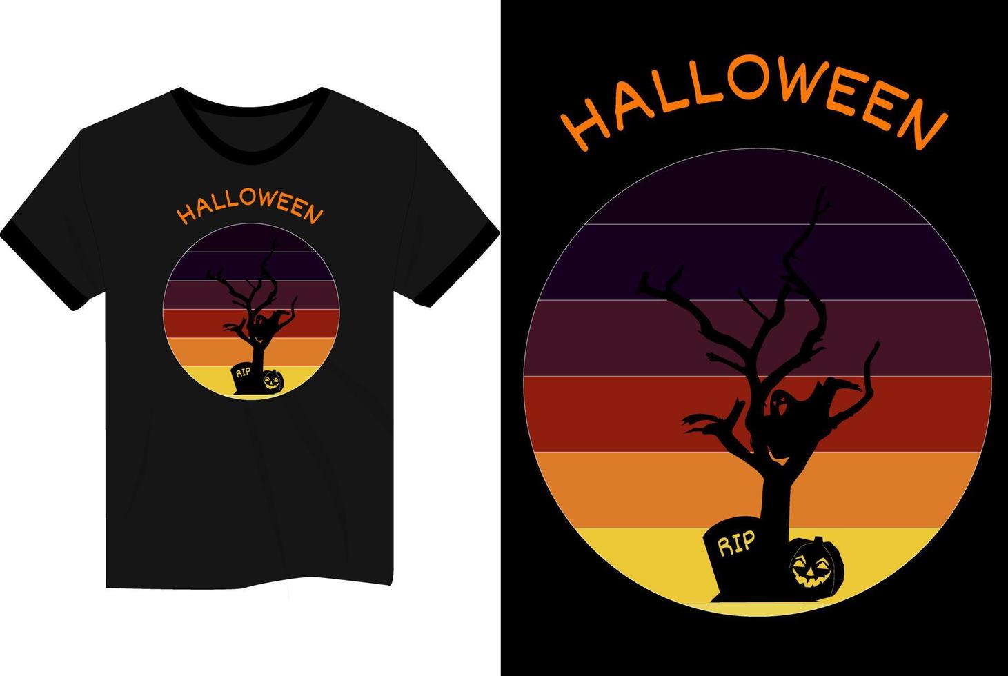 aperçu de t-shirt vintage rétro halloween vecteur