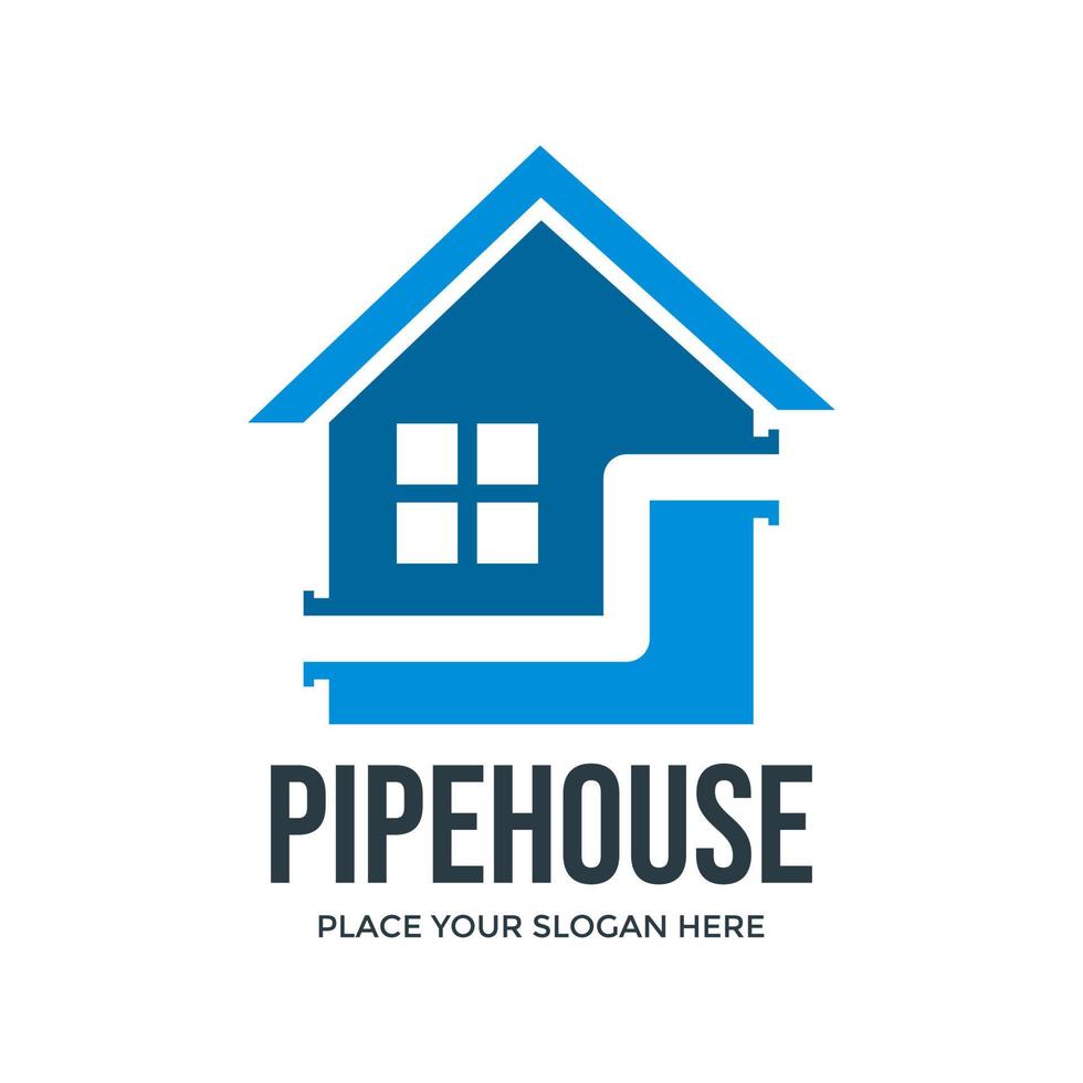 modèle de logo vectoriel pipe house. cette conception utilise le symbole de la maison. adapté à l'industriel.