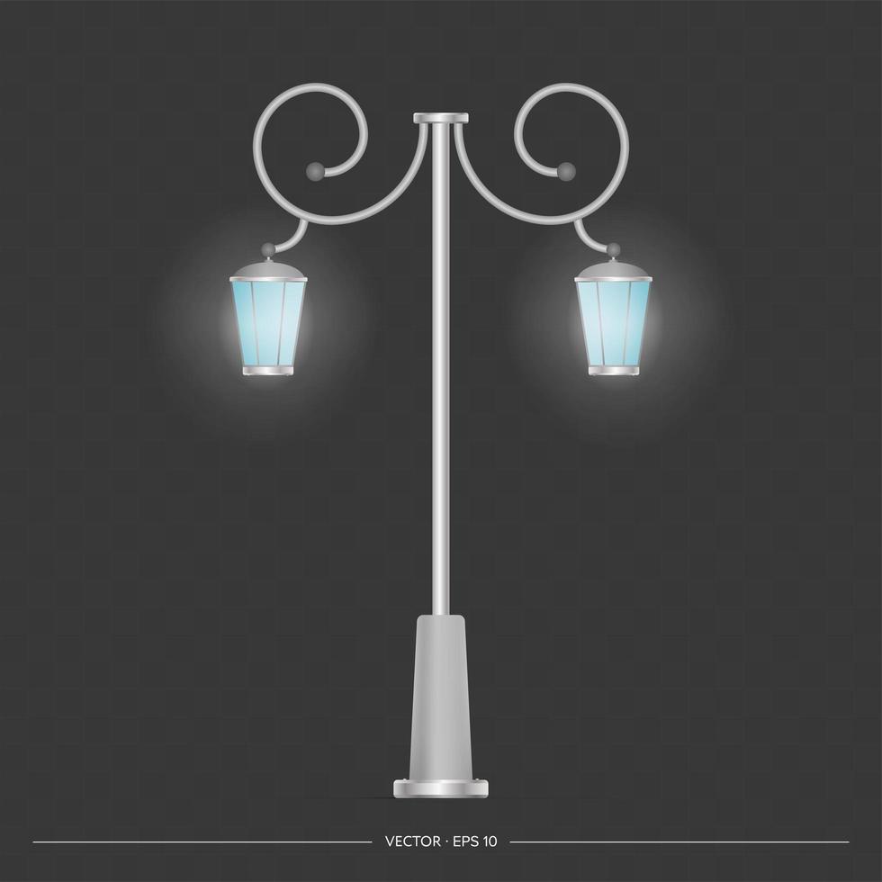 réverbère. lampadaire en métal. illustration vectorielle réaliste. vecteur