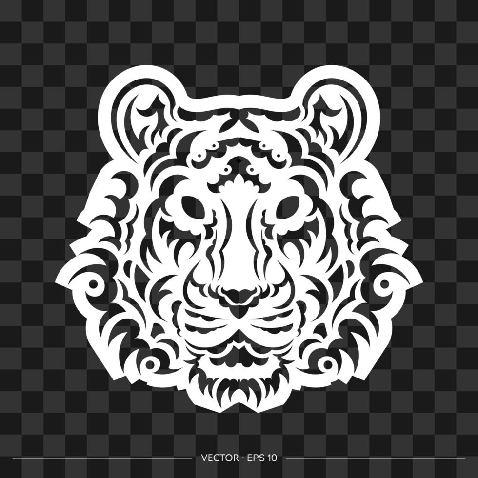 la face du lion est composée de motifs. impression de tête de tigre. pour t-shirts, coques de téléphone et tasses. illustration vectorielle. vecteur