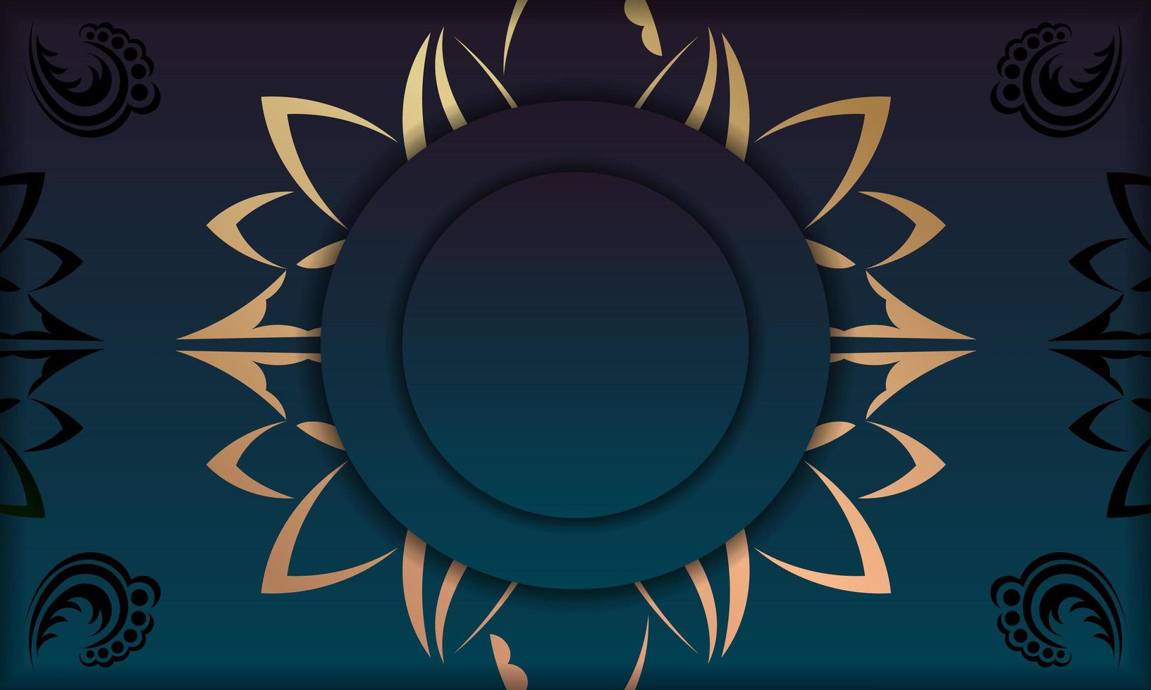 fond bleu dégradé avec ornements en or indien et espace pour votre logo vecteur
