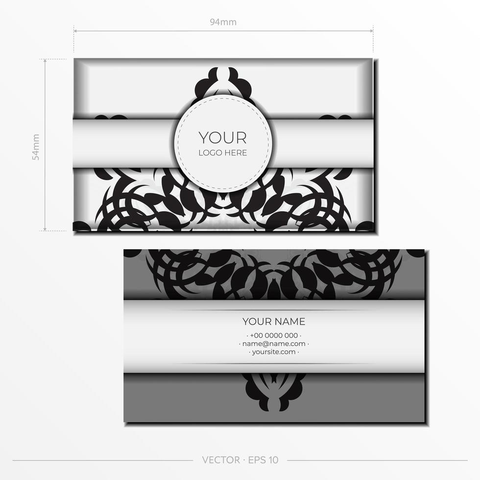 cartes de visite de luxe blanc avec cartes de visite ornements décoratifs, motif oriental, illustration. vecteur