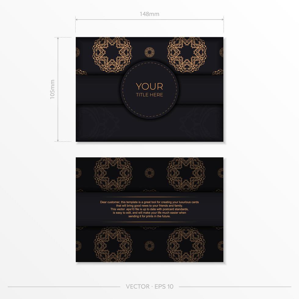 conception de carte d'invitation de luxe noir avec ornement vintage en or. peut être utilisé comme arrière-plan et fond d'écran. les éléments vectoriels élégants et classiques sont parfaits pour la décoration. vecteur
