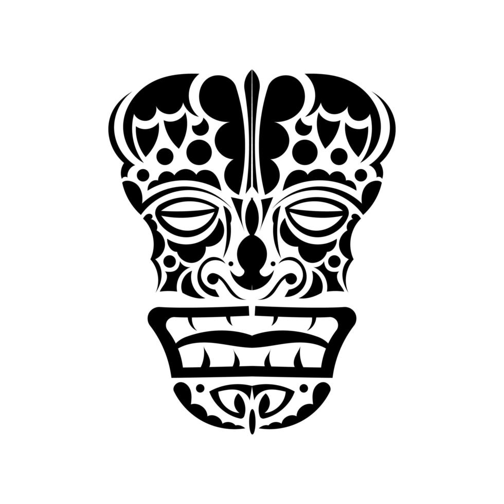 visage totémique. visage de style polynésien ou maori. motifs tribaux hawaïens. bon pour les imprimés et les t-shirts. isolé. illustration vectorielle. vecteur