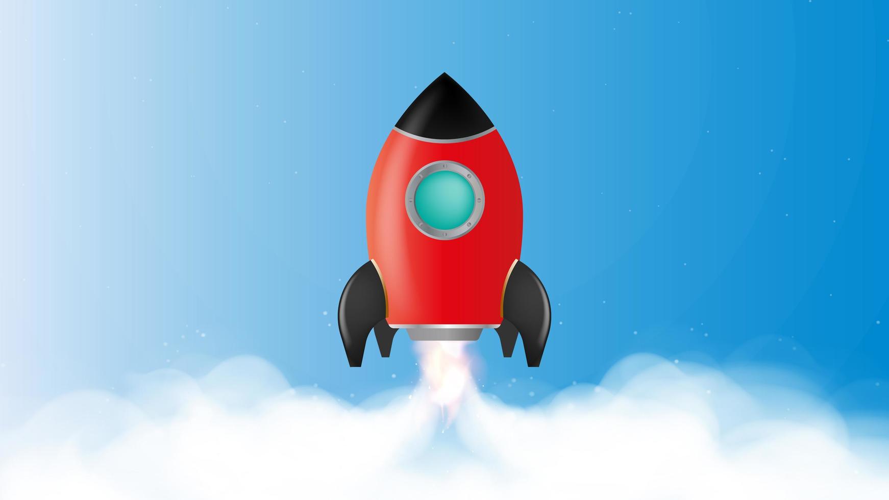 bannière bleue sur le thème de la motivation. la fusée rouge décolle. le concept de croissance de carrière, de développement et de motivation. vecteur. vecteur