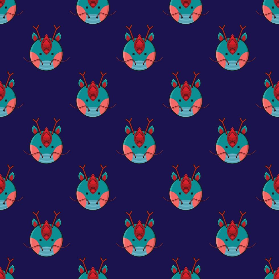 dragon sans couture sur fond bleu marine. illustration vectorielle vecteur