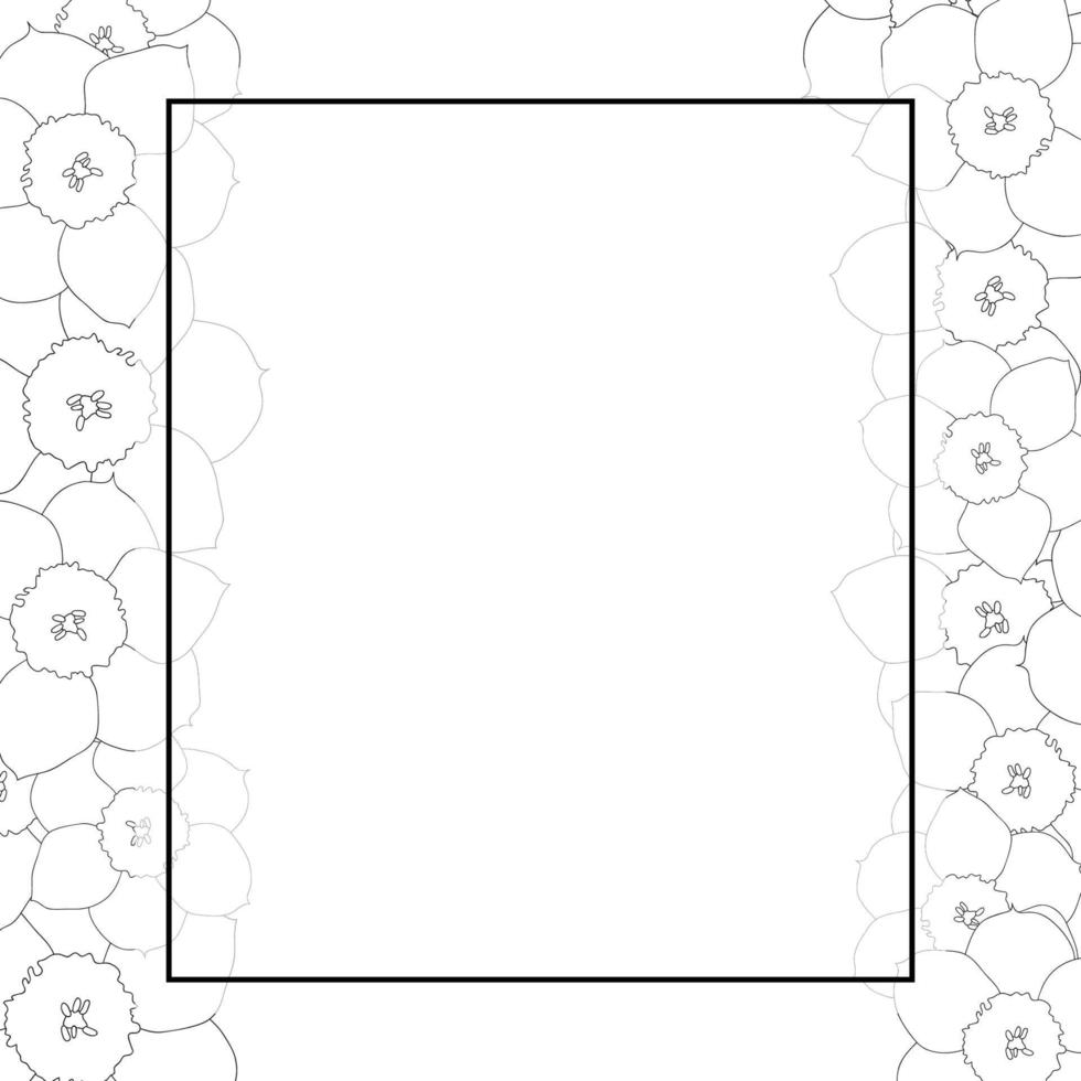 jonquille - bordure de carte de bannière de contour de fleur de narcisse vecteur