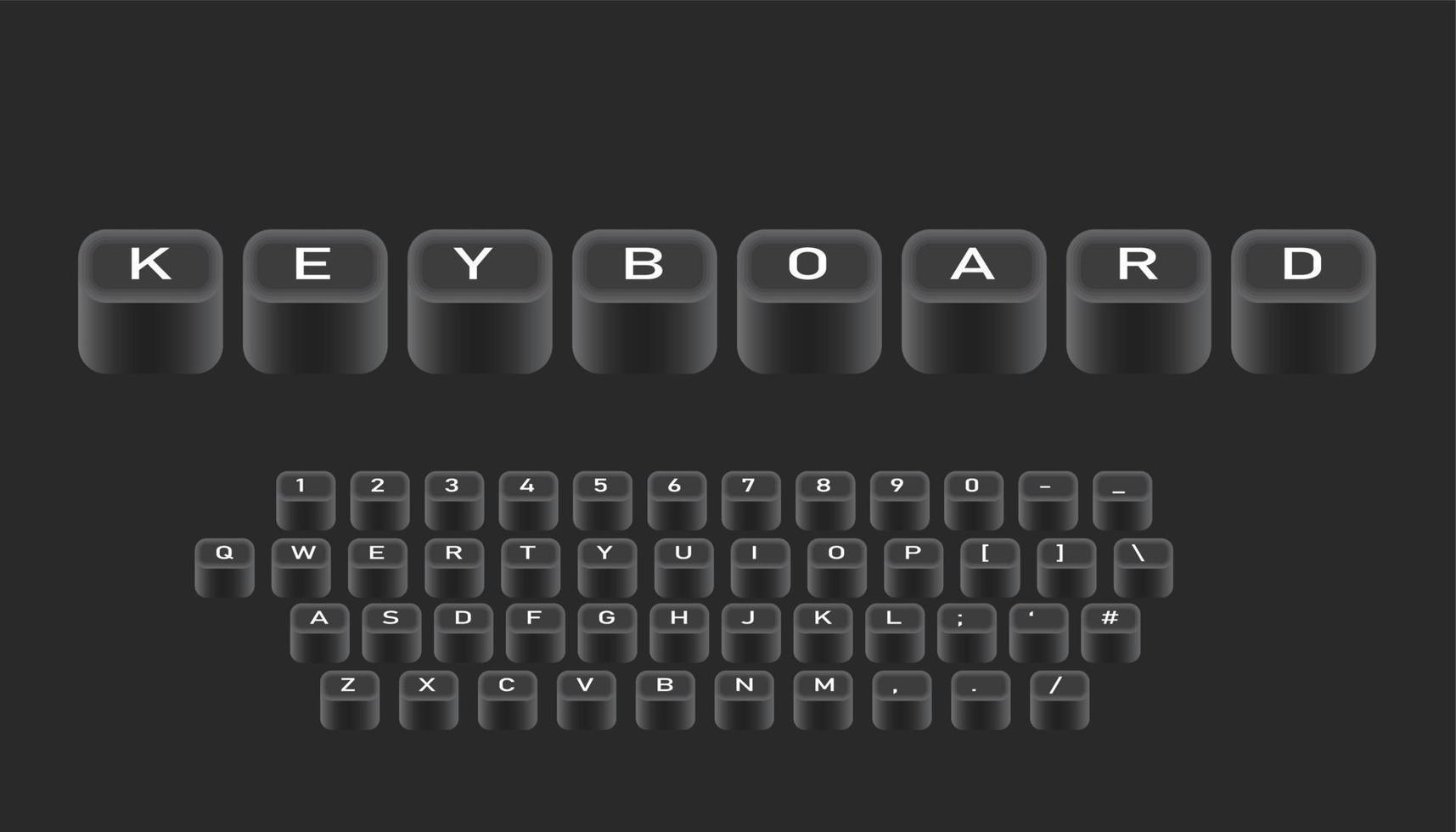 conception de polices de style clavier, lettres et chiffres de l'alphabet. vecteur