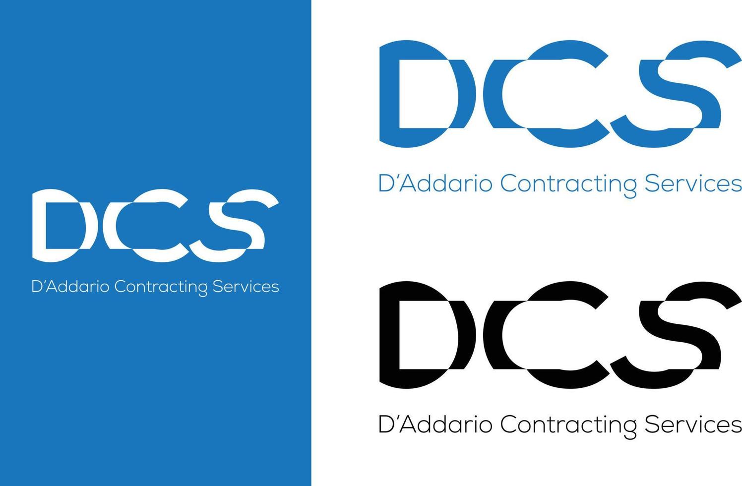 vecteur de logo bleu et noir de construction dcs tranché.