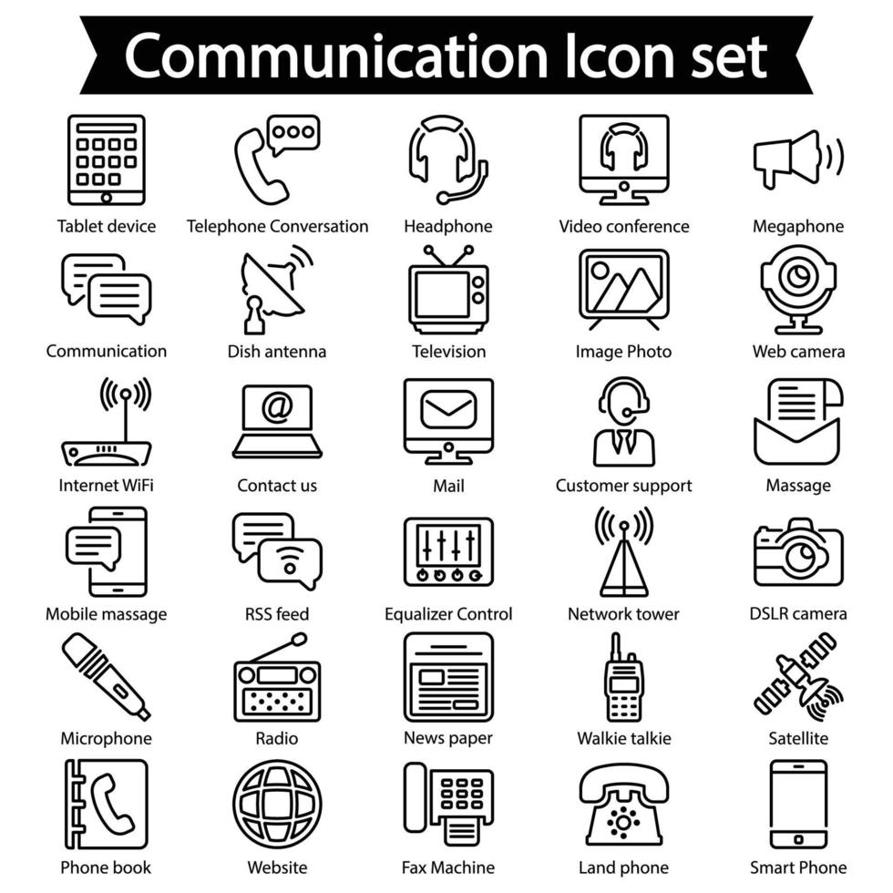 jeu d'icônes de ligne de communication vecteur