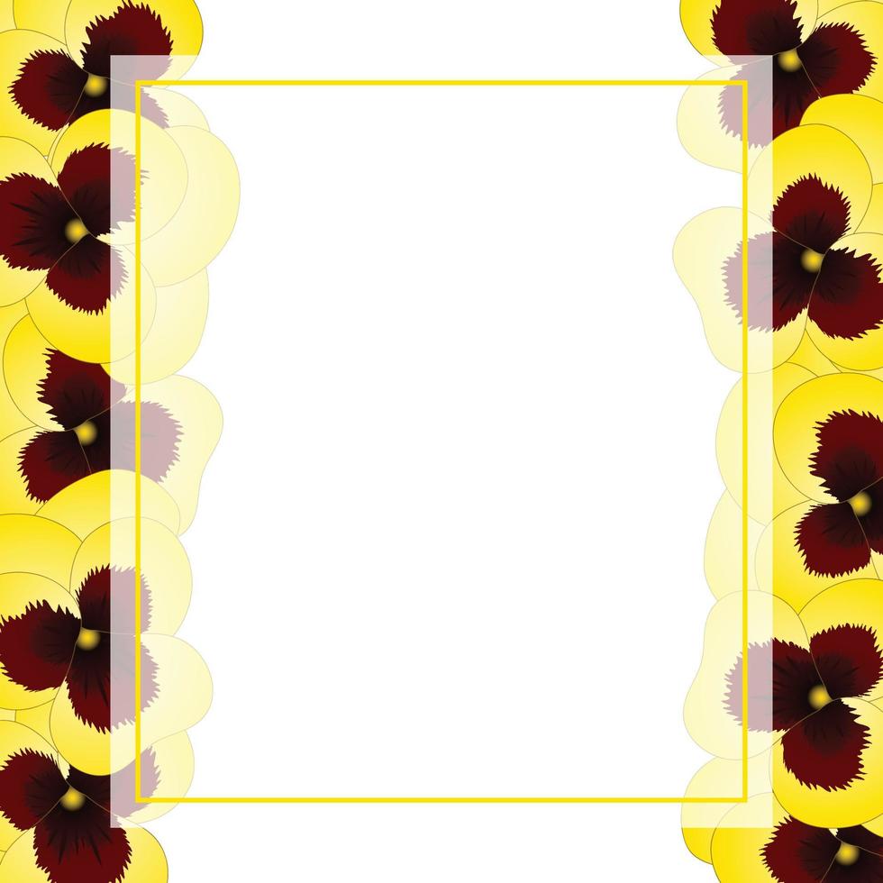 bordure de carte de bannière de fleur de pensée jaune vecteur