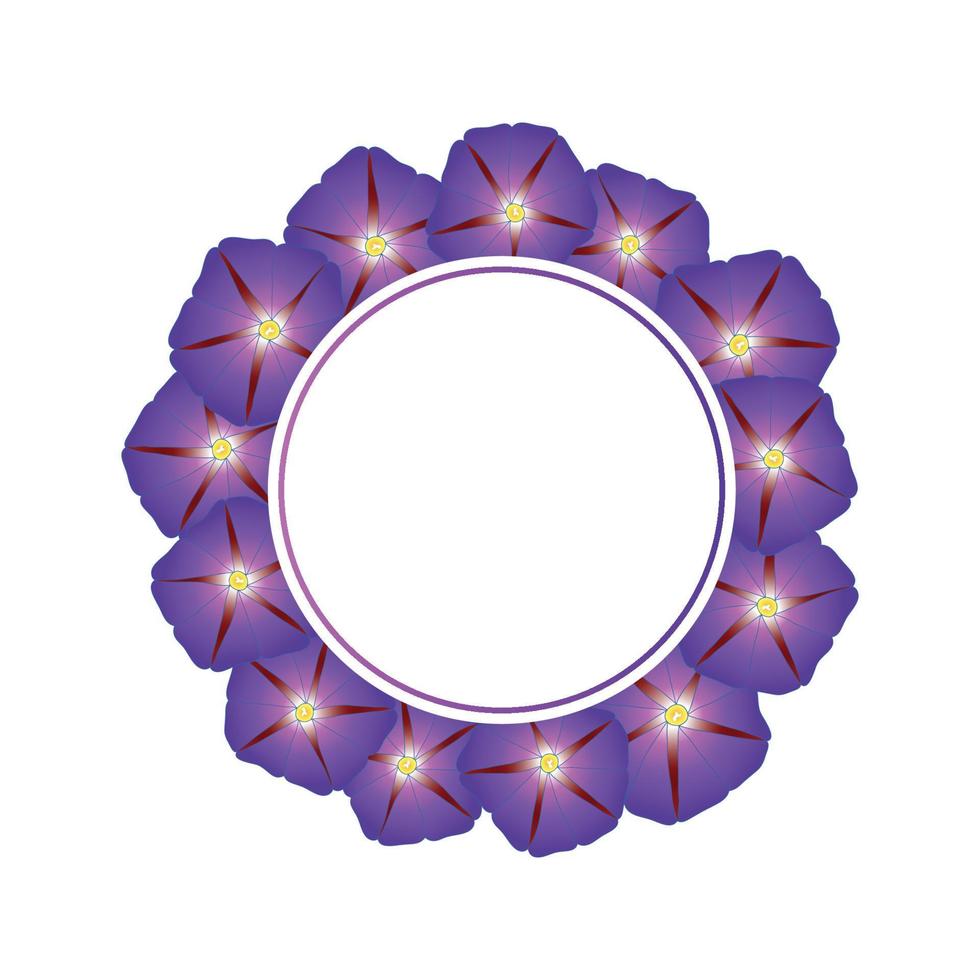 couronne de bannière de fleur de gloire du matin violet vecteur