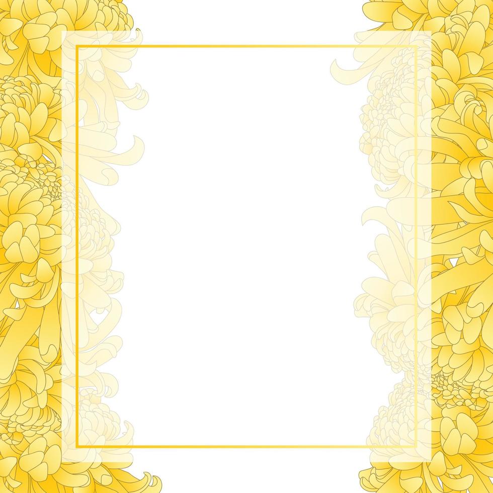 bordure de carte de bannière de fleur de chrysanthème jaune. vecteur