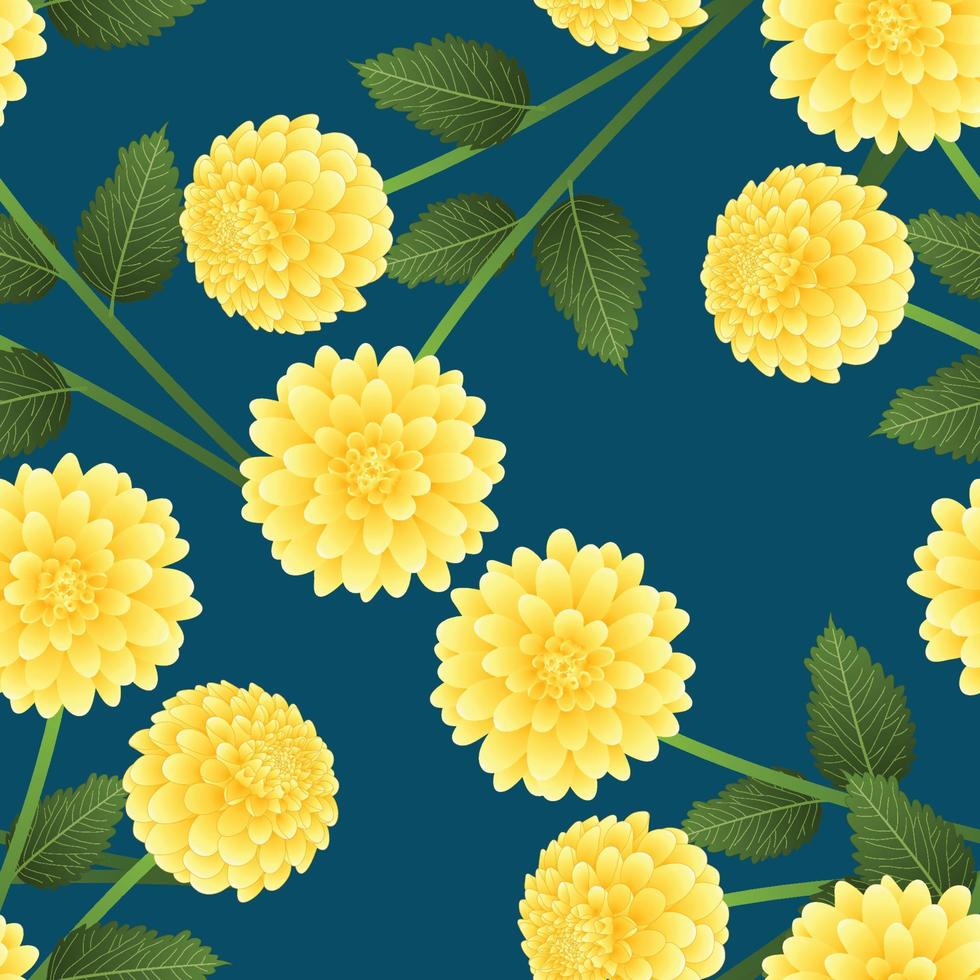 dahlia jaune sur fond bleu indigo vecteur