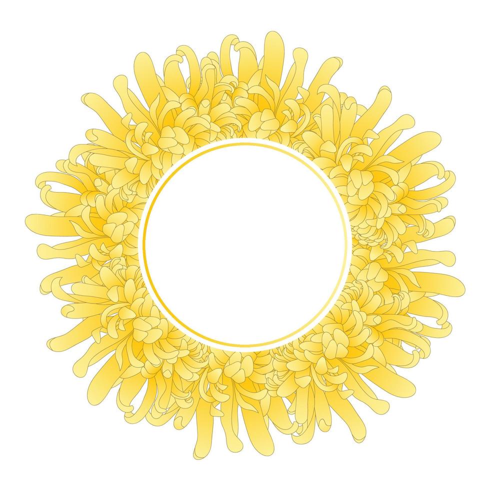 couronne de bannière de fleur de chrysanthème jaune vecteur