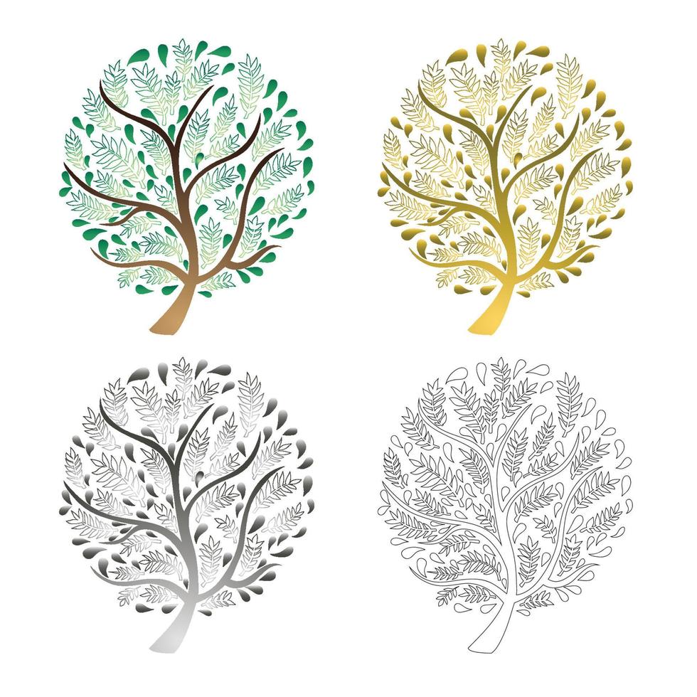 ensemble d'arbres isolé sur fond blanc. illustration vectorielle. vecteur