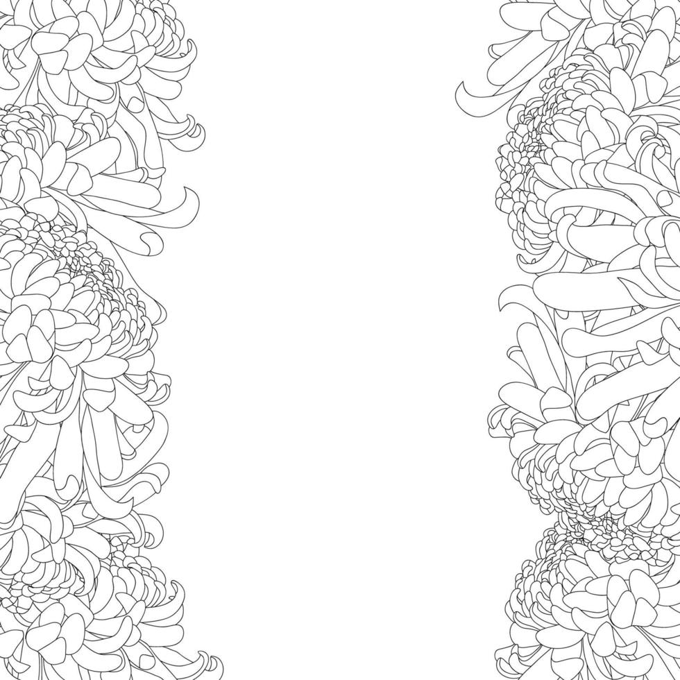 bordure de fleurs de contour de chrysanthème vecteur