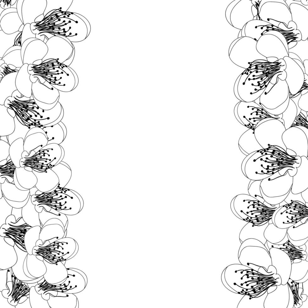 contour de bordure de fleur de fleur de pêche momo vecteur