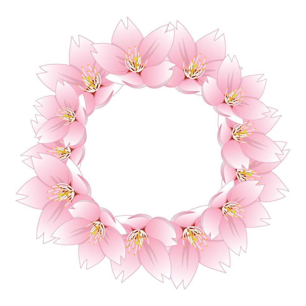 couronne de fleurs de cerisier sakura vecteur