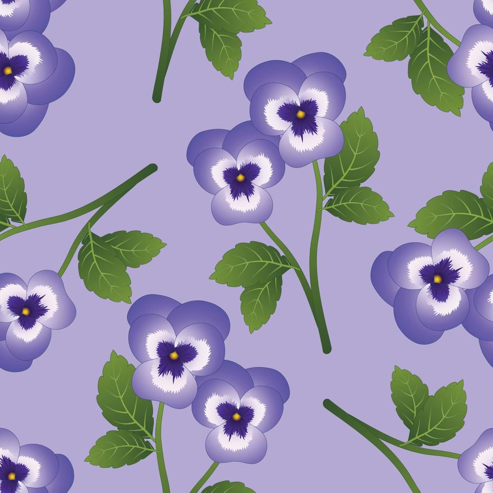 fleur de pensée violette sur fond violet clair vecteur