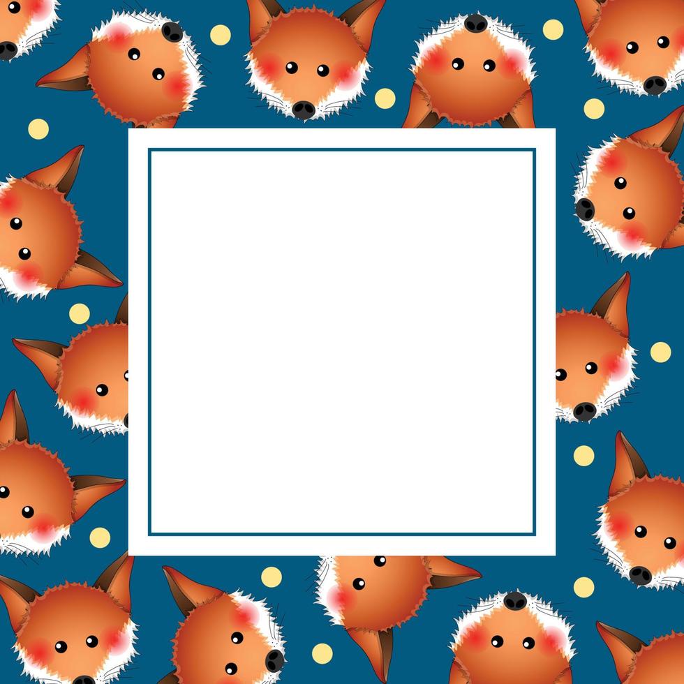 mignon renard roux sur une carte de bannière bleu indigo vecteur