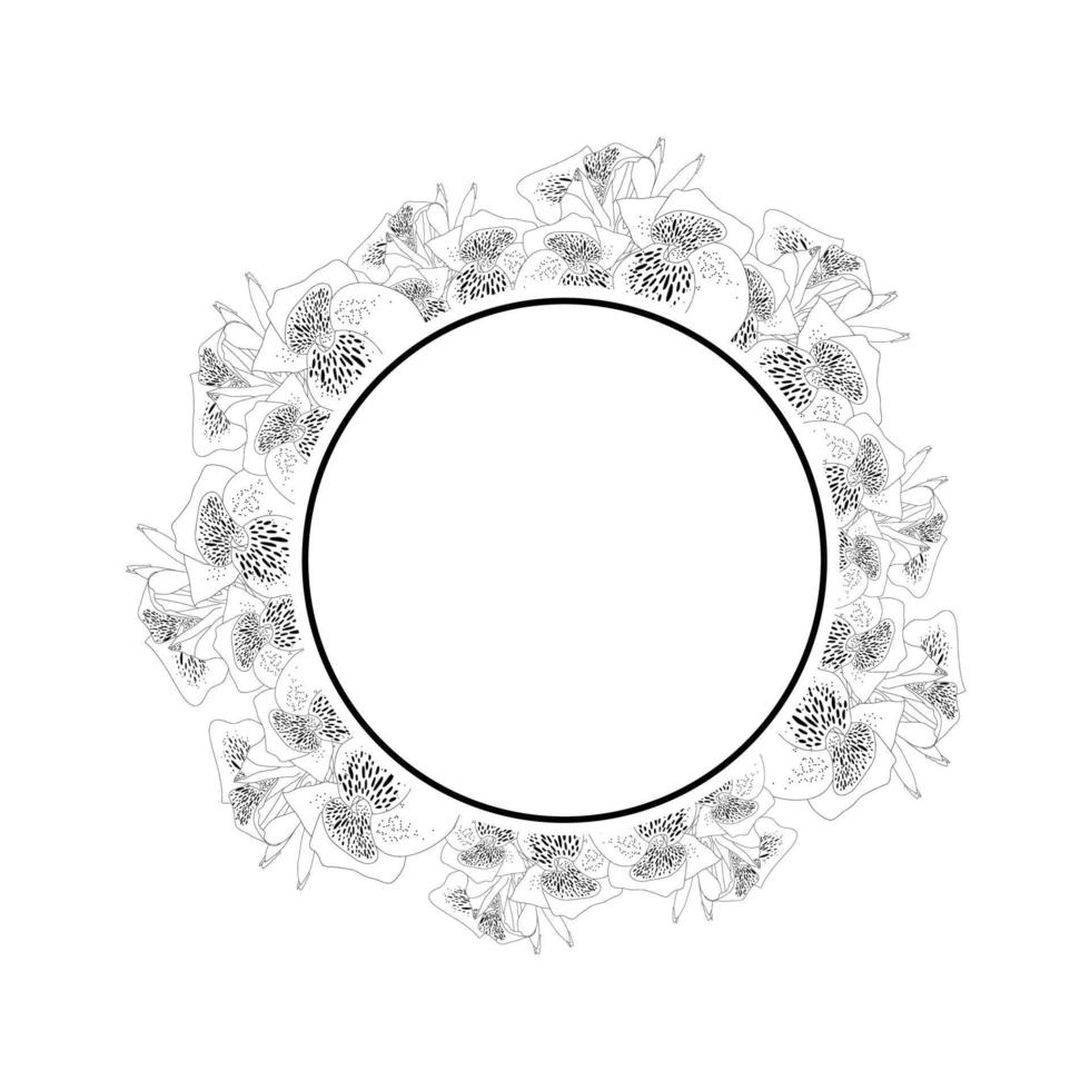 couronne de bannière de contour de lis canna vecteur