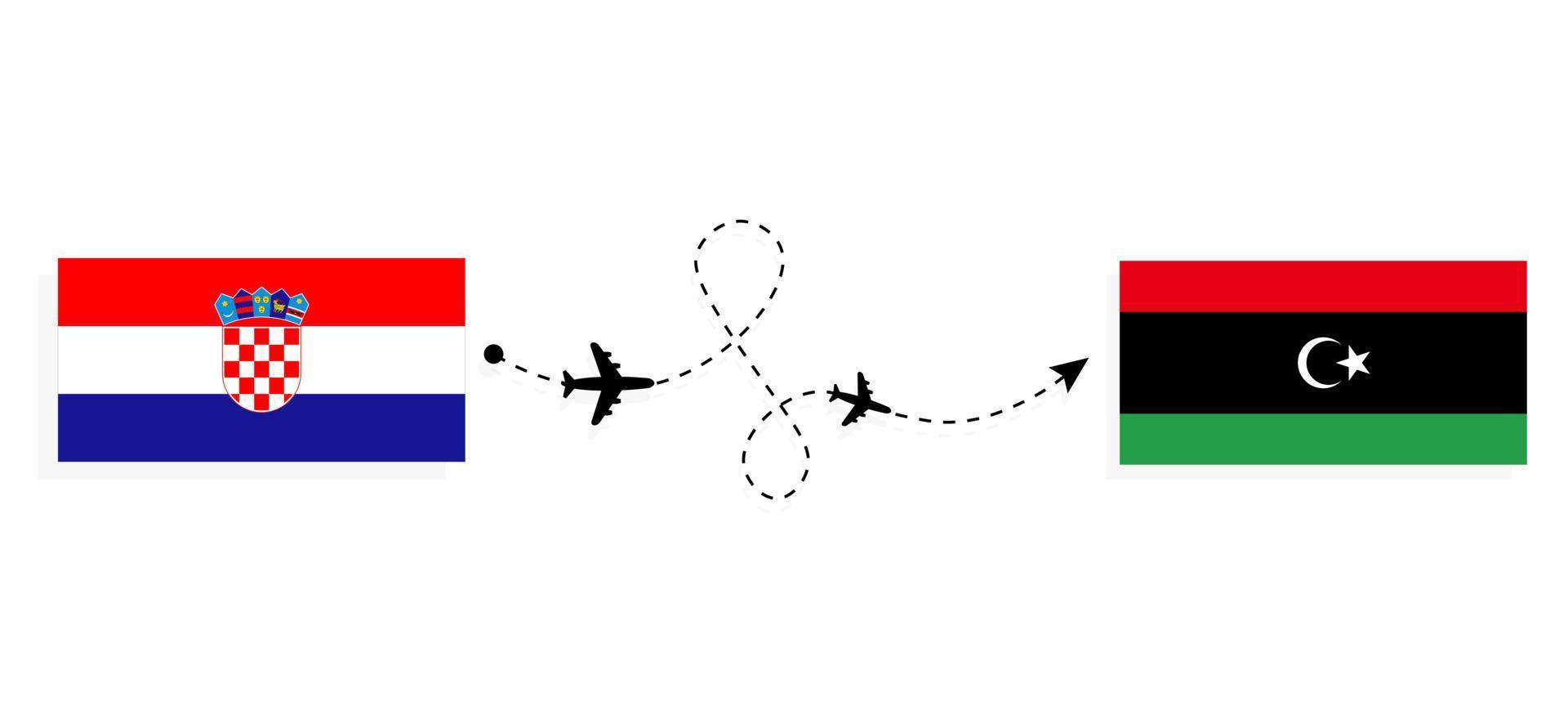 vol et voyage de la croatie à la libye par concept de voyage en avion de passagers vecteur