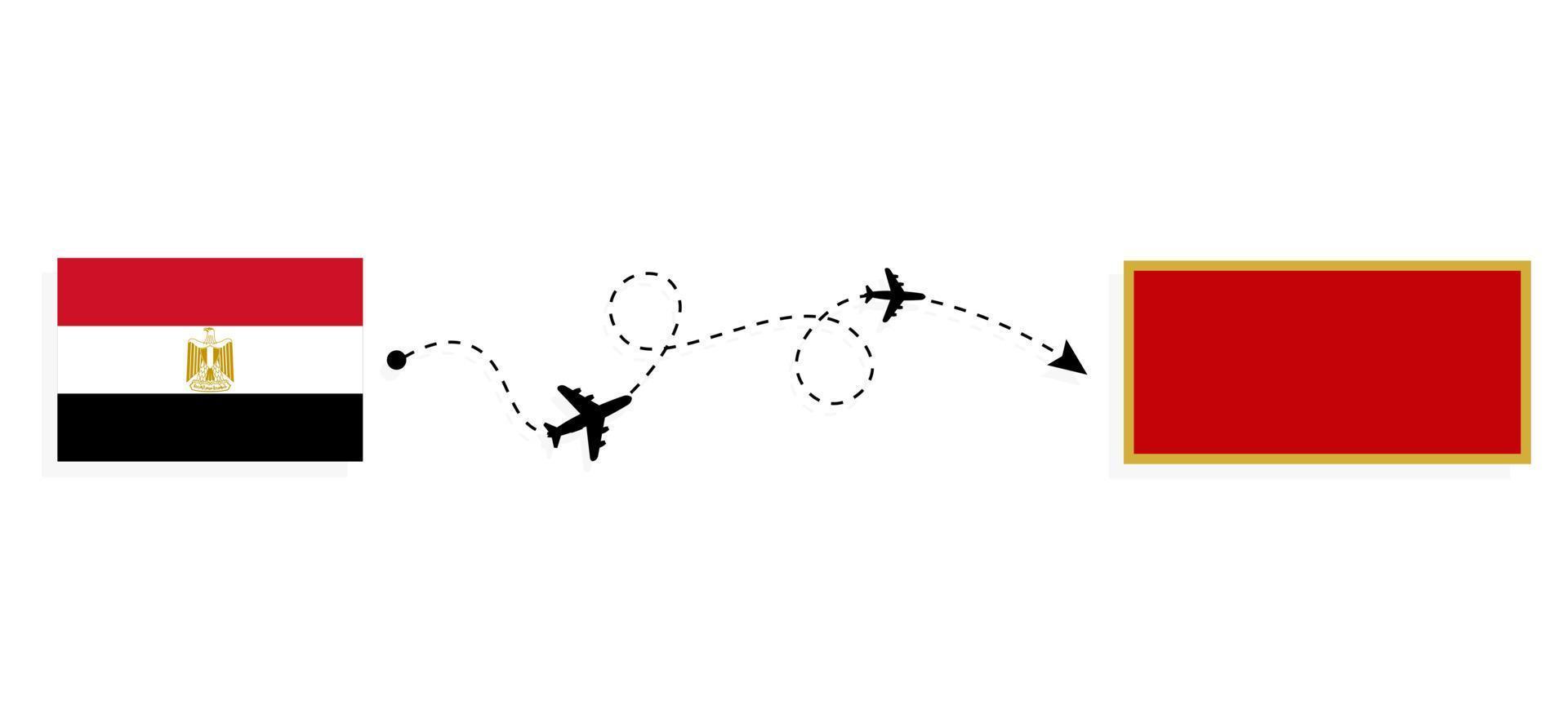 vol et voyage d'egypte au monténégro par concept de voyage en avion de passagers vecteur